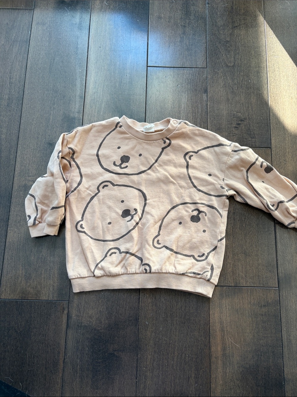 H&M Pink-Tan Bear Face Crewneck Sweatshirt